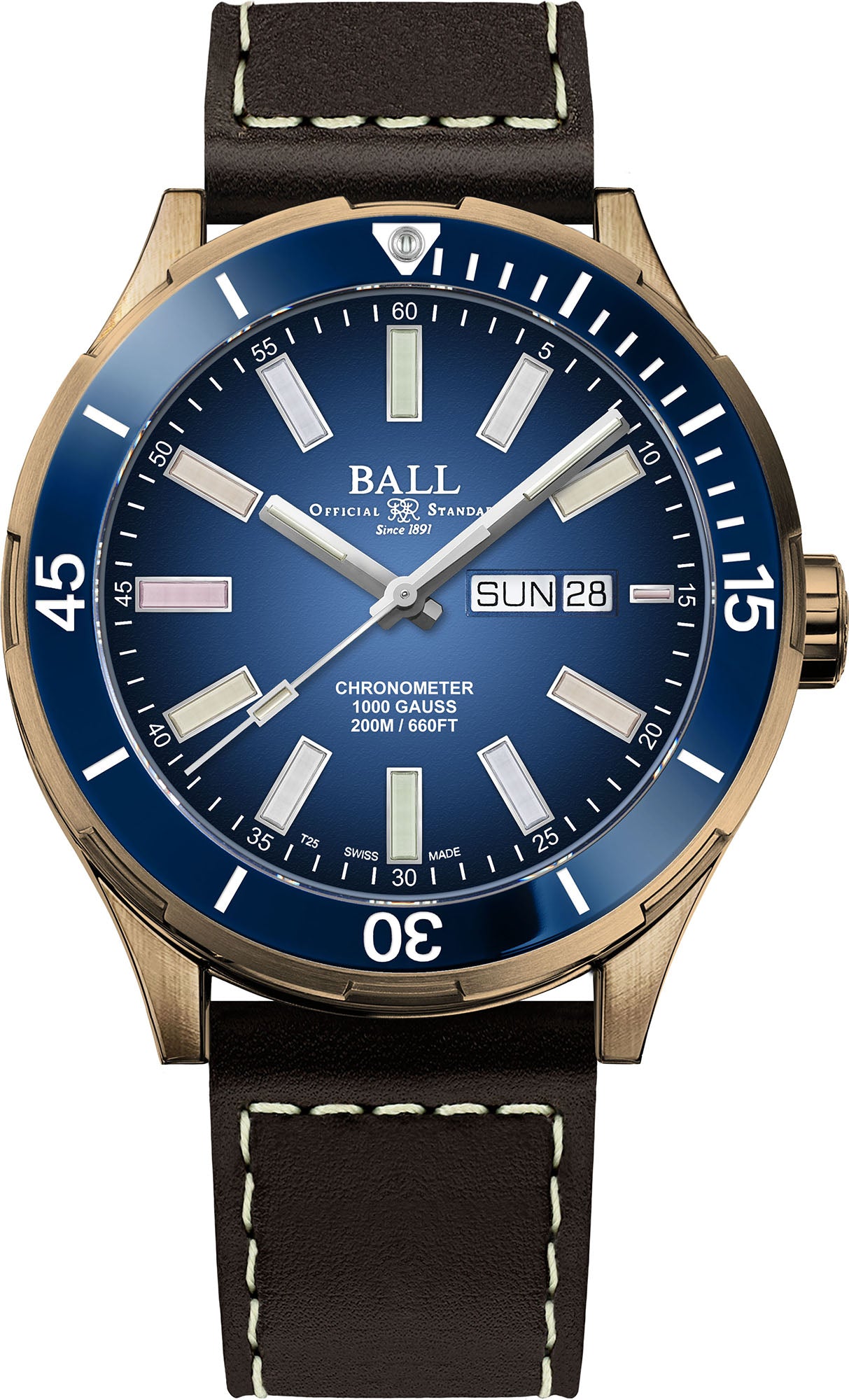 Photos - Wrist Watch Ball Watch Company Roadmaster Marvelight Bronze Limited Edition - Blue BL 