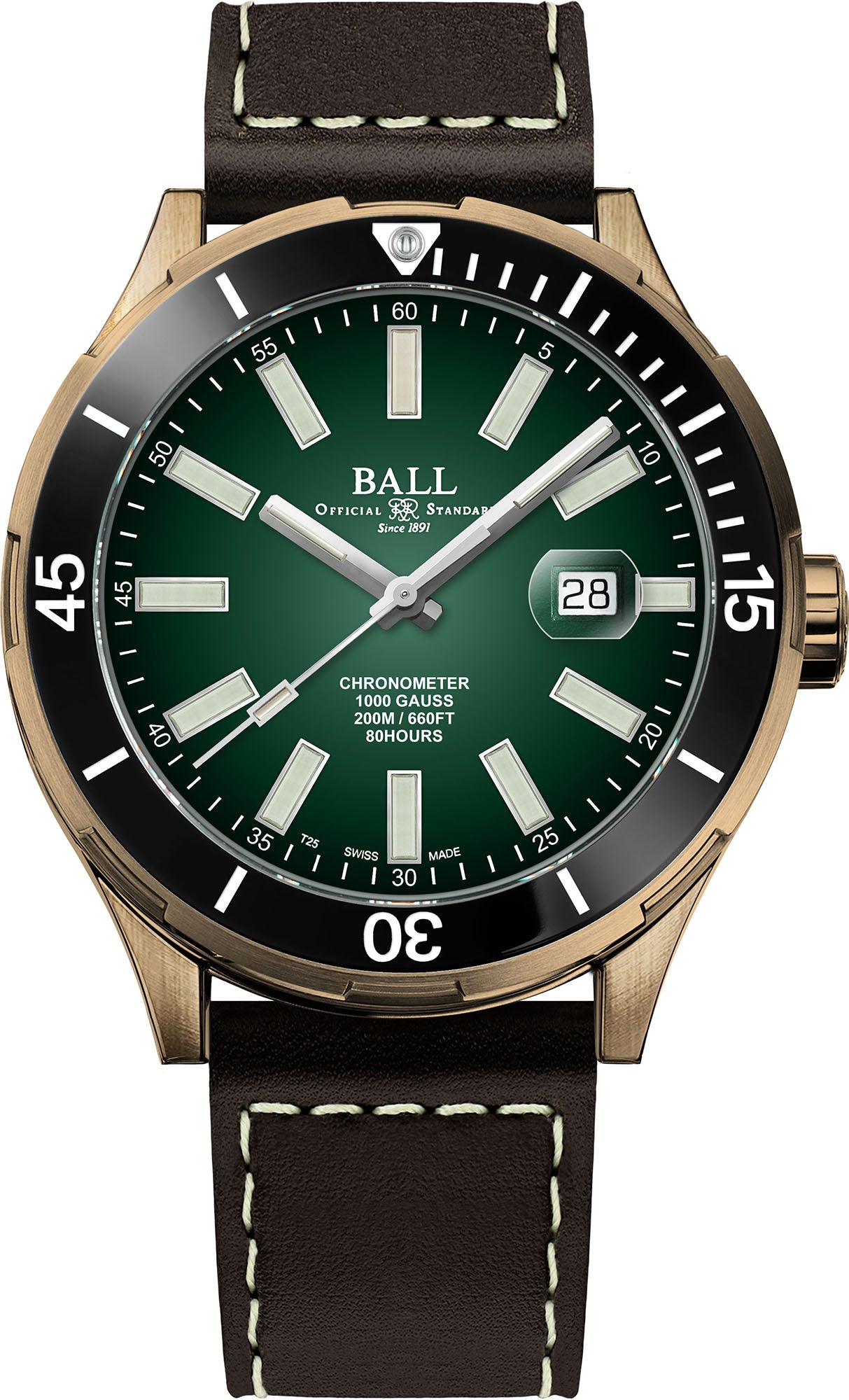 Photos - Wrist Watch Ball Watch Company Roadmaster M Marvelight Limited Edition Bronze - Green 