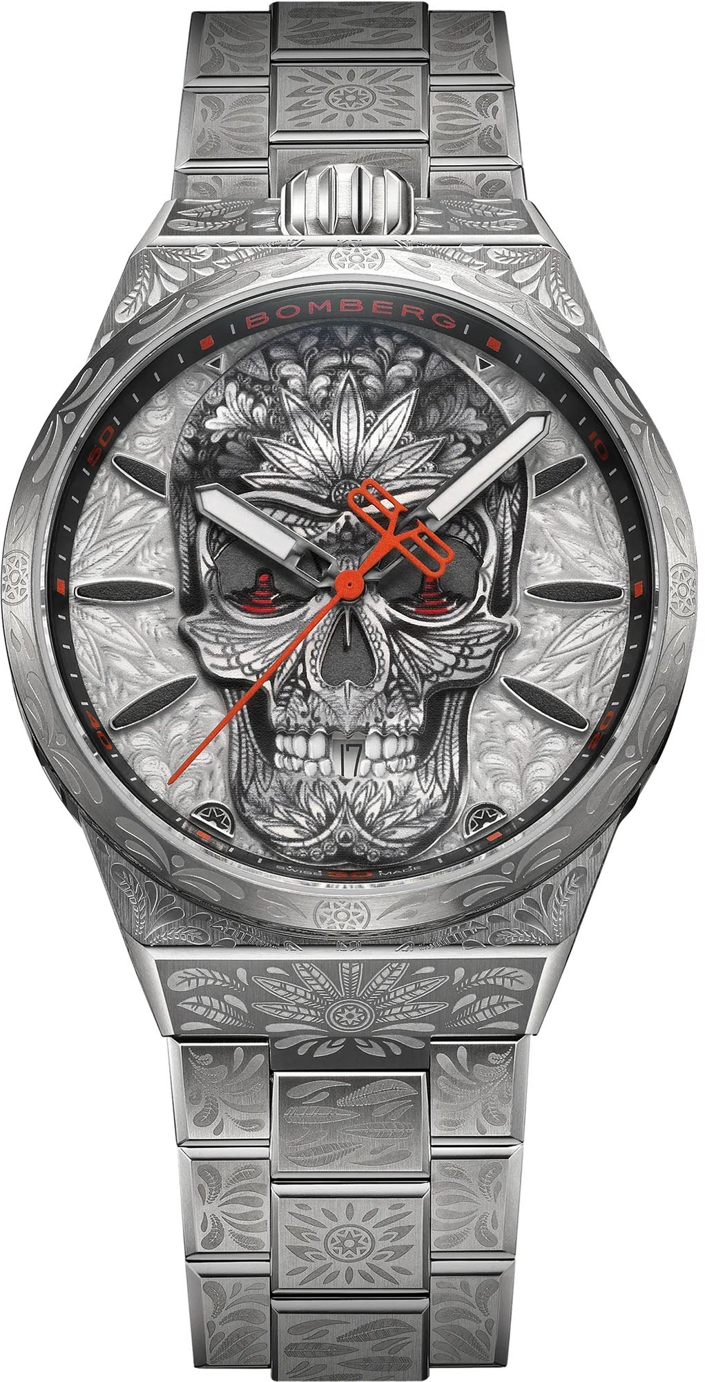 Photos - Wrist Watch BOMBERG Watch Bolt-68 Neo Tattooed Skull Limited Edition - Grey BMB-035 