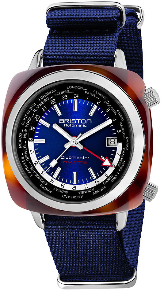 Photos - Wrist Watch Briston Watch Clubmaster Traveler Worldtime GMT Limited Edition - Blue BST 