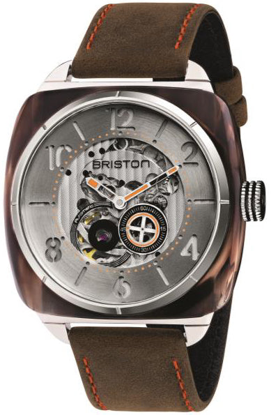 Photos - Wrist Watch Briston Watch Streamliner Skeleton Amber Acetate - Silver BST-316 