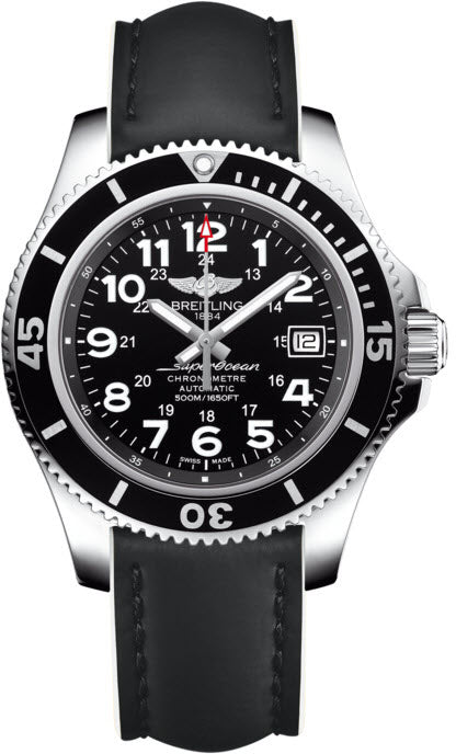 Breitling Watch Superocean II 42 Leather Black White