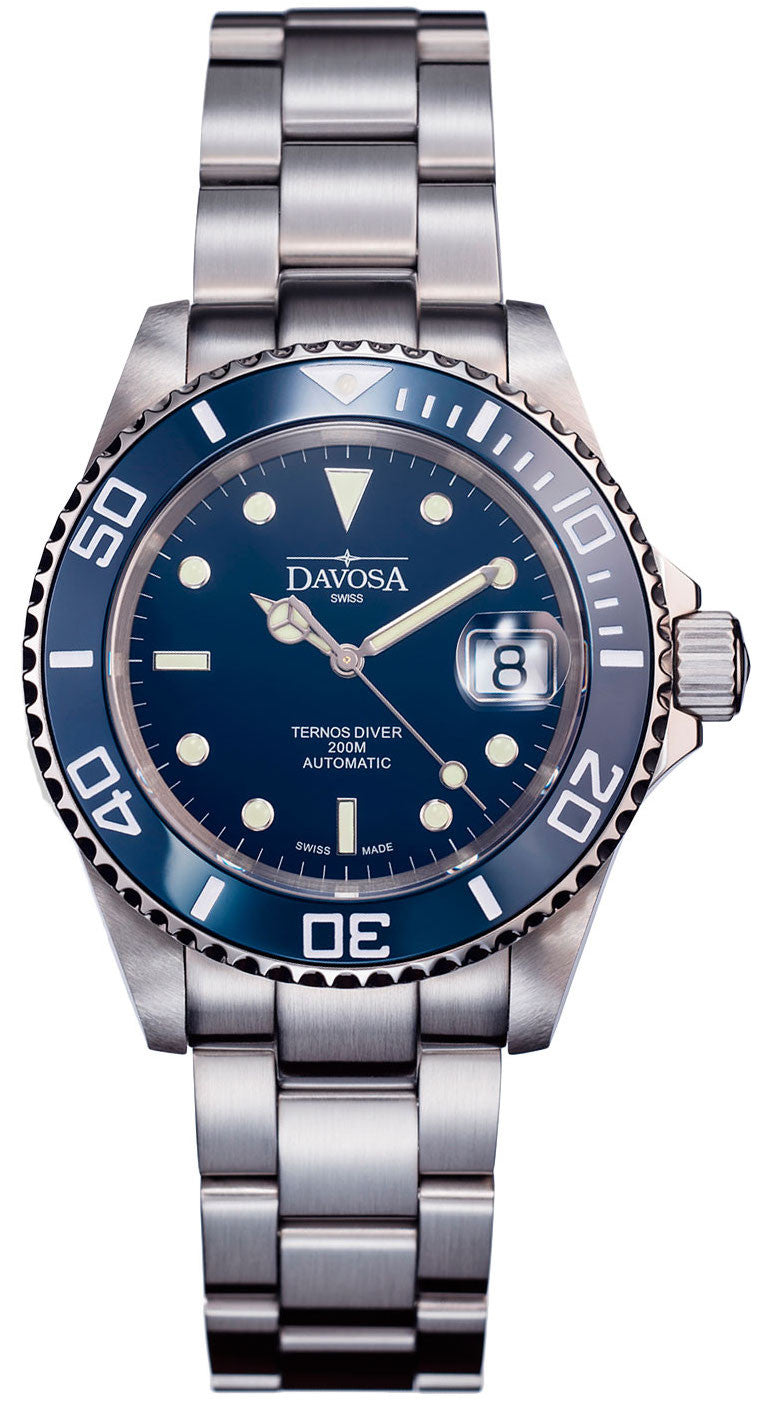 Photos - Wrist Watch Davosa Watch Ternos Diver Ceramic - Blue DAV-003 