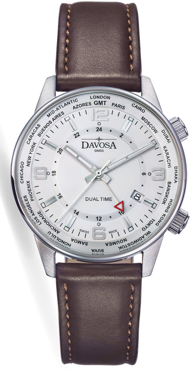 Photos - Wrist Watch Davosa Watch Vireo Dual Time - White DAV-109 