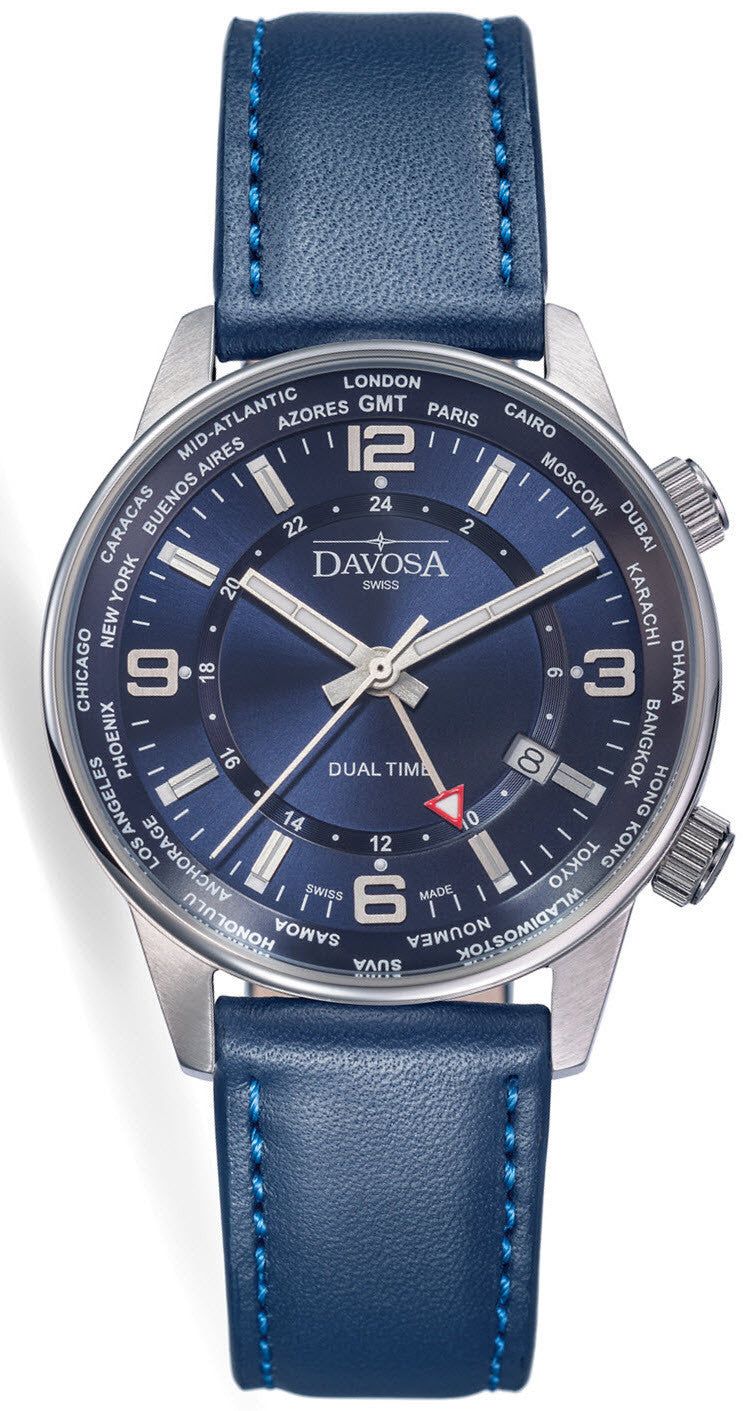 Photos - Wrist Watch Davosa Watch Vireo Dual Time - Blue DAV-110 