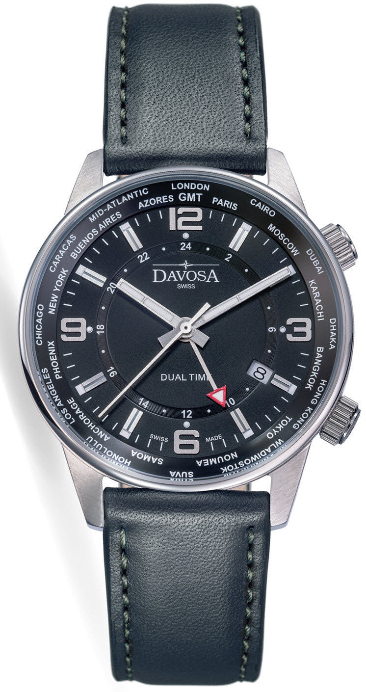 Photos - Wrist Watch Davosa Watch Vireo Dual Time - Black DAV-111 