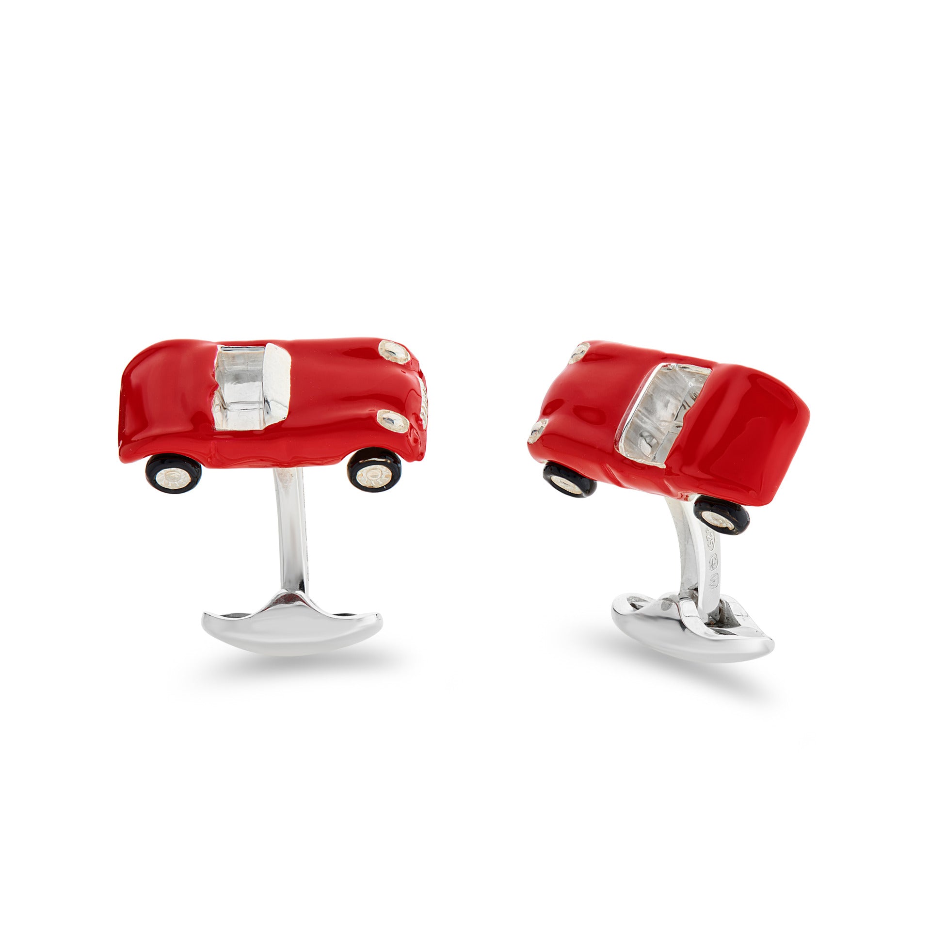Deakin & Francis Cufflinks Sterling Silver Red Enamel Toy Sports Car