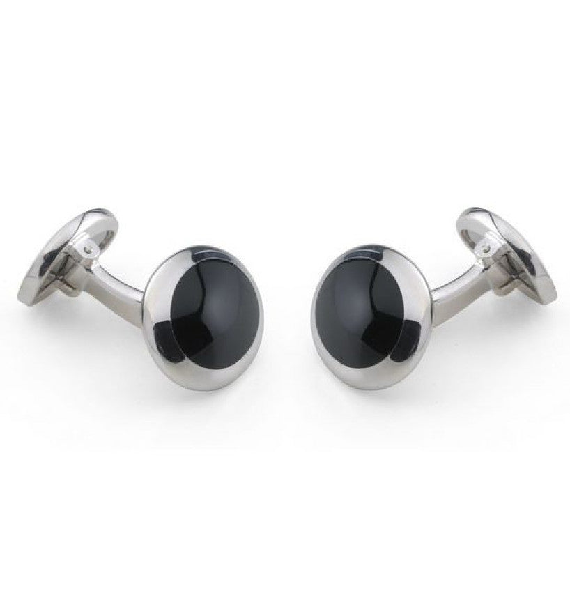 Deakin & Francis Cufflinks Sterling Silver Oval Handcut Onyx Inlay ...