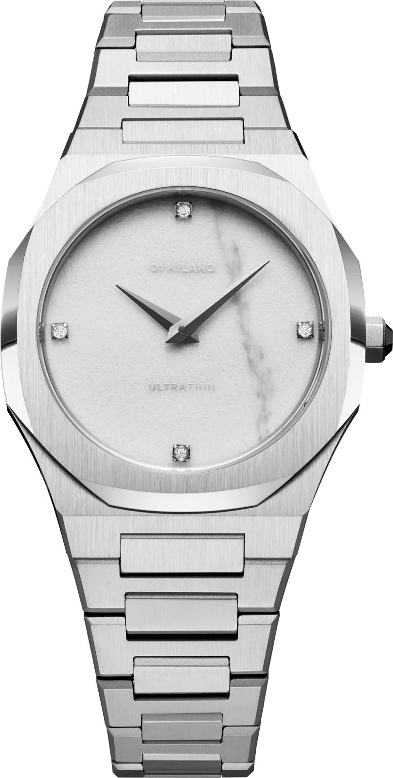 Photos - Wrist Watch D1 Milano Watch Ultra Thin Marble Silver - White DLM-113 