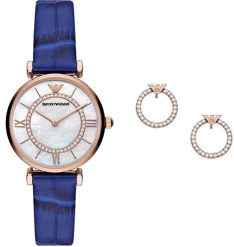 Emporio Armani Watch Two Hand Blue With Earring Gift Set D AR80053 Watch |  Jura Watches