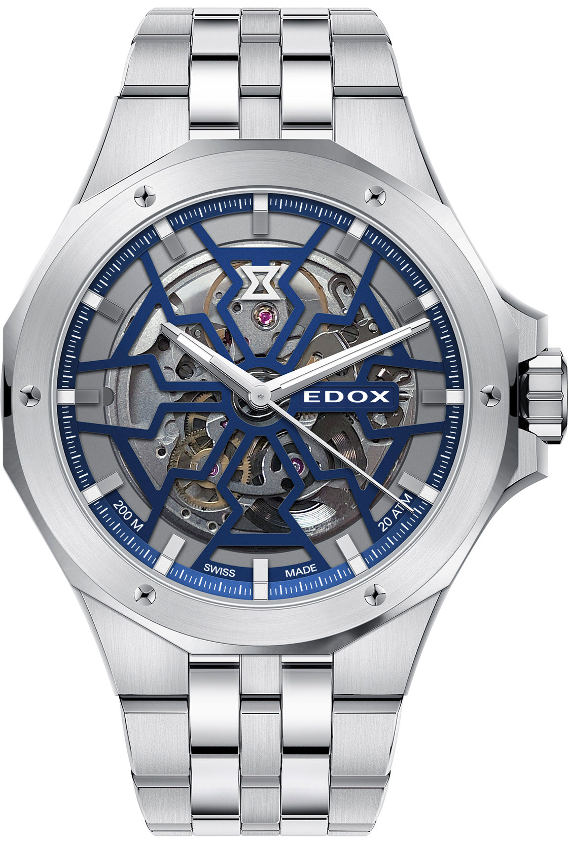 Photos - Wrist Watch EDOX Watch Delfin Mecano 3 Hands Skeleton - Silver EDX-051 