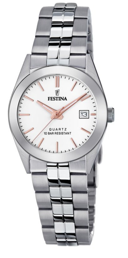 Photos - Wrist Watch FESTINA Watch Three Hands Date Ladies - White FST-071 