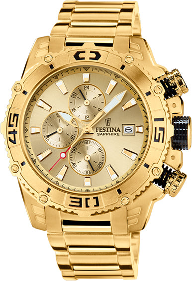 Photos - Wrist Watch FESTINA Watch Chronograph Date Mens - Gold FST-048 