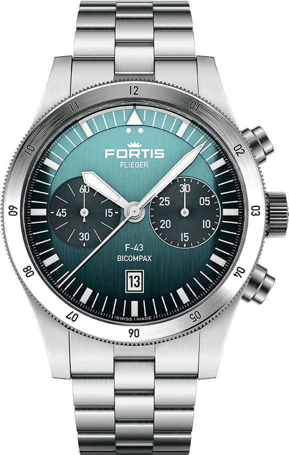 Photos - Wrist Watch Fortis Watch Flieger F-43 Bicompax Petrol FT-650 