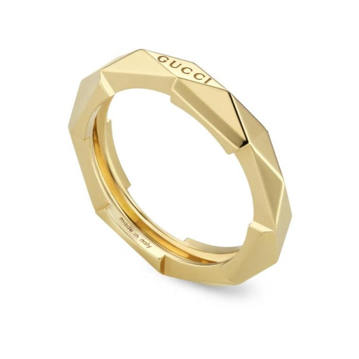 Gucci Link to Love 18ct Yellow Gold 4mm Studded Ring - O.5