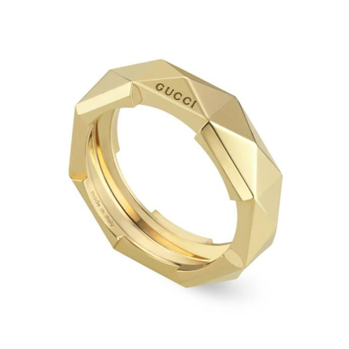 Gucci Link to Love 18ct Yellow Gold 6mm Studded Ring D - M.5