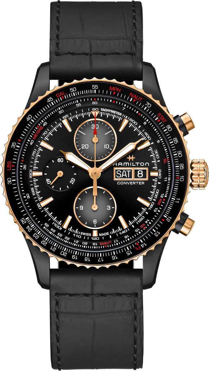 Photos - Wrist Watch Hamilton Watch Khaki Aviation Converter Auto Chrono - Black HM-1076 