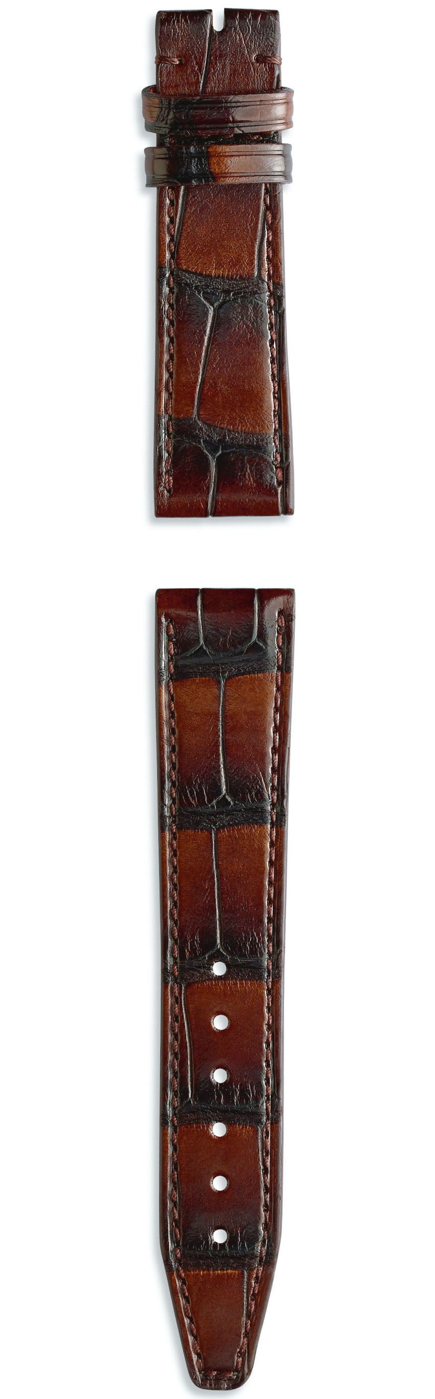 Photos - Watch Strap IWC Strap Alligator Marron Brown For Pin Buckle XXS - Brown -S-097 