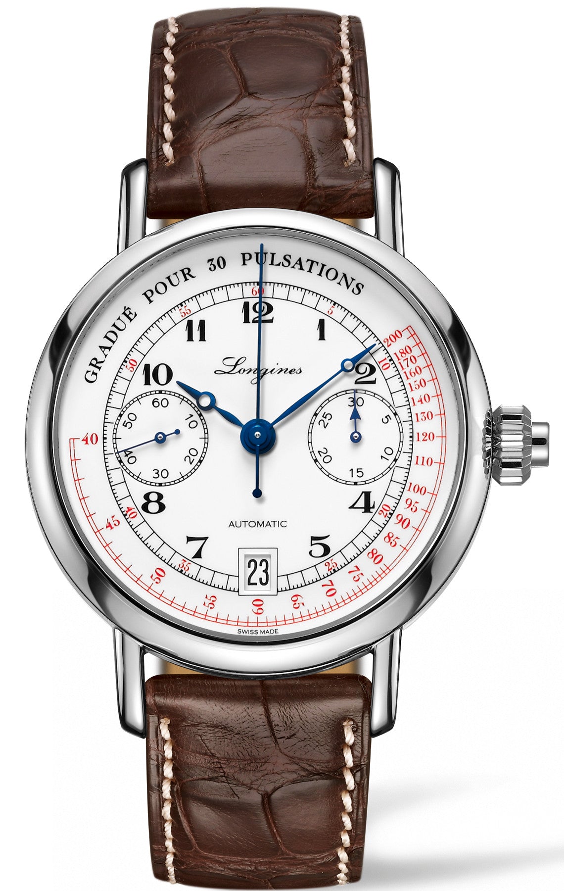 Longines Watch Heritage Column Wheel Pulsometer Chronograph Mens  . Watch | Jura Watches