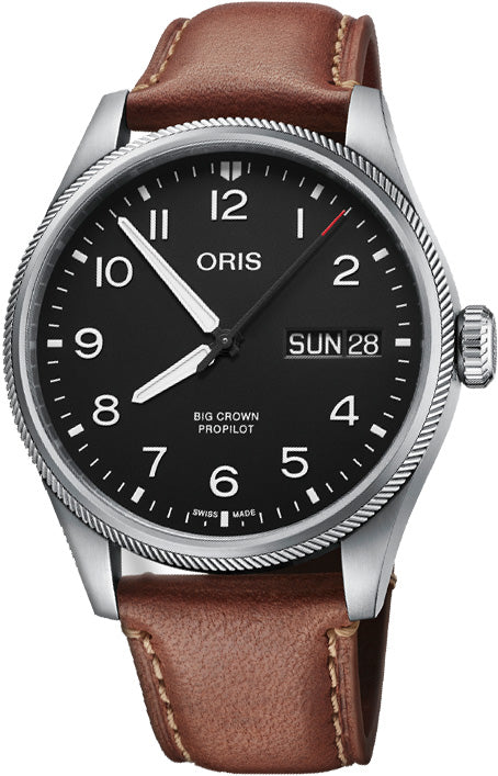 Photos - Wrist Watch Oris Watch Big Crown ProPilot Big Day Date Leather - Black OR-1639 