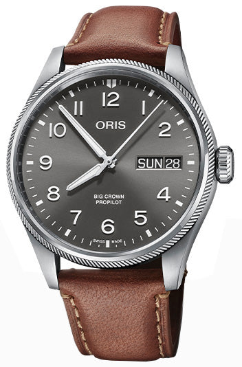 Photos - Wrist Watch Oris Watch Big Crown ProPilot Big Day Date Leather - Grey OR-1645 