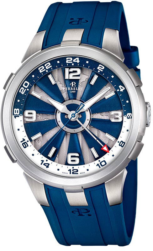 Photos - Wrist Watch Perrelet Watch Turbine GMT - Blue PLT-092 