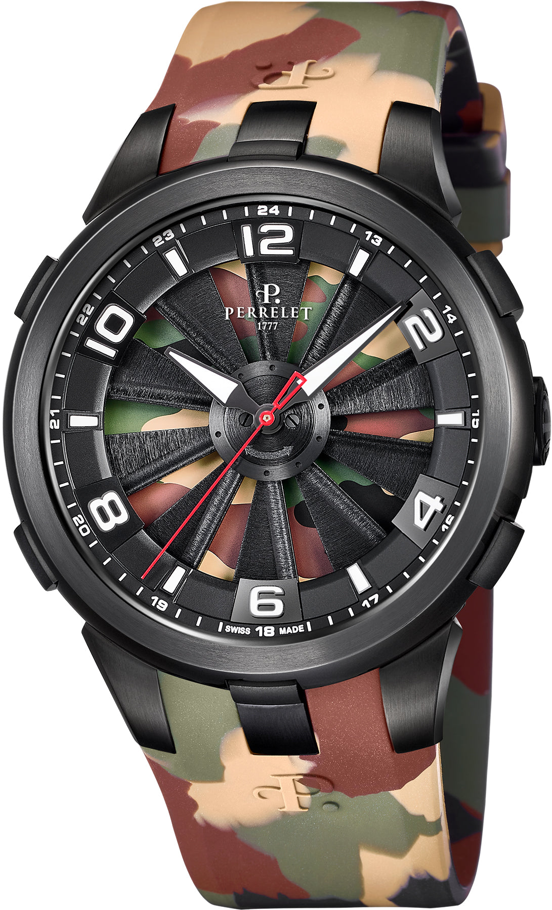 Photos - Wrist Watch Perrelet Watch Turbine Camo Limited Edition - Black PLT-222 