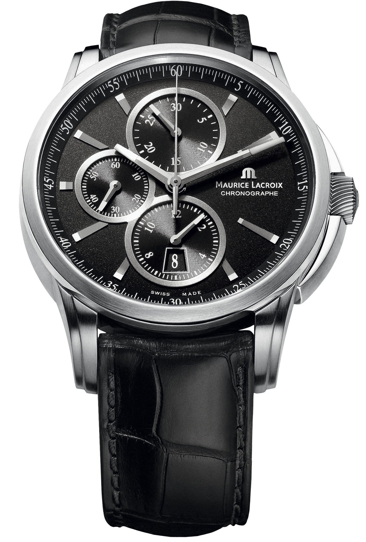 Photos - Wrist Watch Maurice Lacroix Watch Pontos Chrono 3 Counters - Black ML-029 