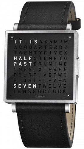 QLOCKTWO Watch W35 Pure Black Leather D