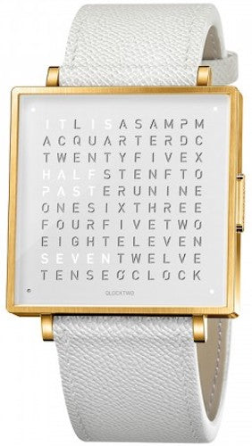 QLOCKTWO Watch W39 Gold White Leather D