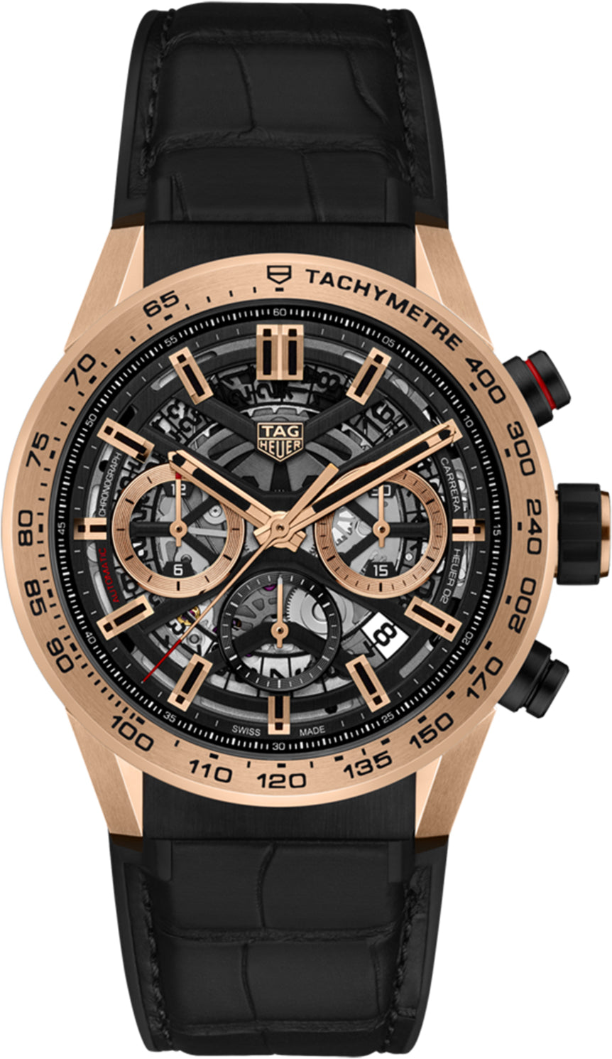 TAG Heuer Watch Carrera Automatic Chronograph Calibre Heuer 02 Rose Gold   Watch | Jura Watches