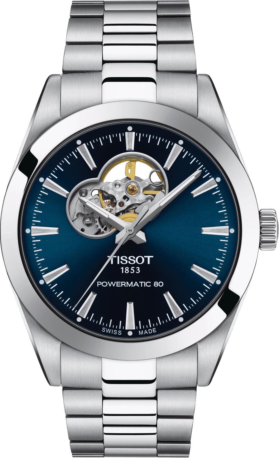 Photos - Wrist Watch TISSOT Watch Gentleman Powermatic 80 Open Heart - Blue TS-1546 