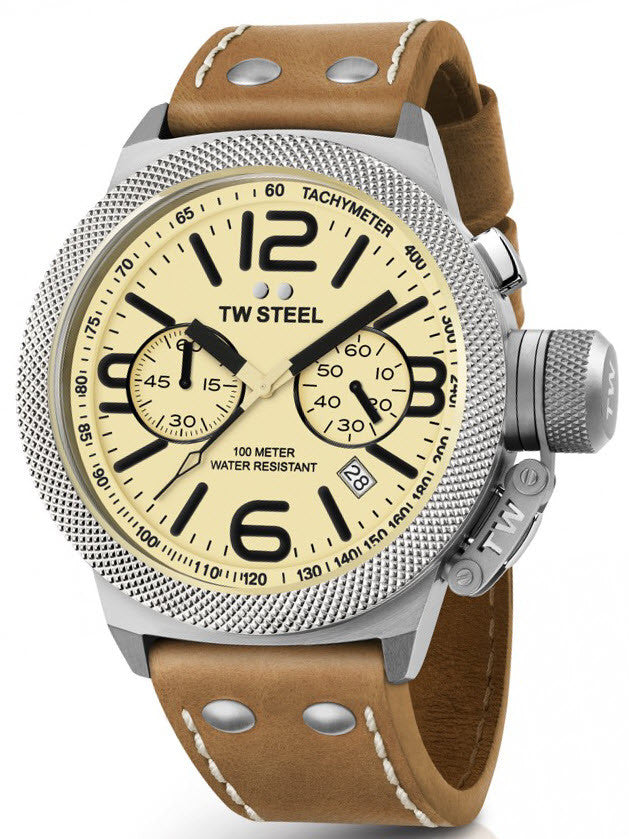 Photos - Wrist Watch TW Steel Watch Canteen 45mm D - Cream TW-286 