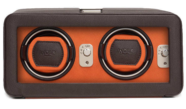 Wolf Watch Winder Windsor Double With Cover Brown Orange 452606