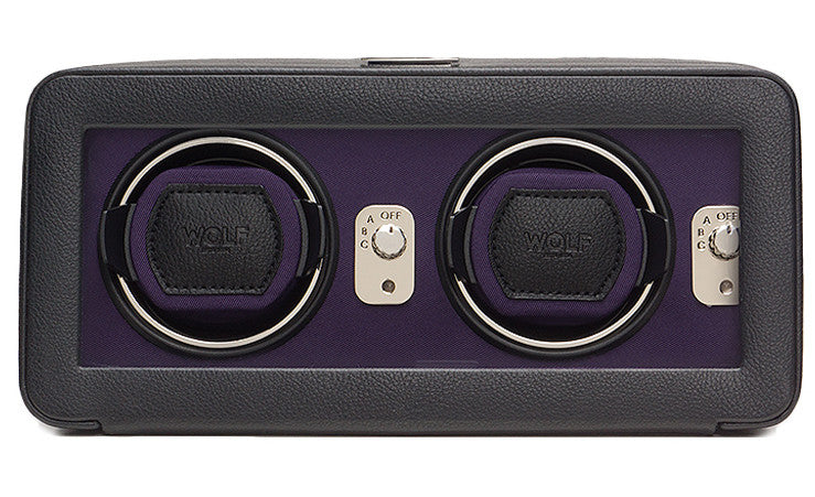 Wolf Watch Winder Windsor Double With Cover Black Purple 452603