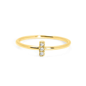 Minimal Three Stone Ring in Gold with Diamonds - MIUR ART
