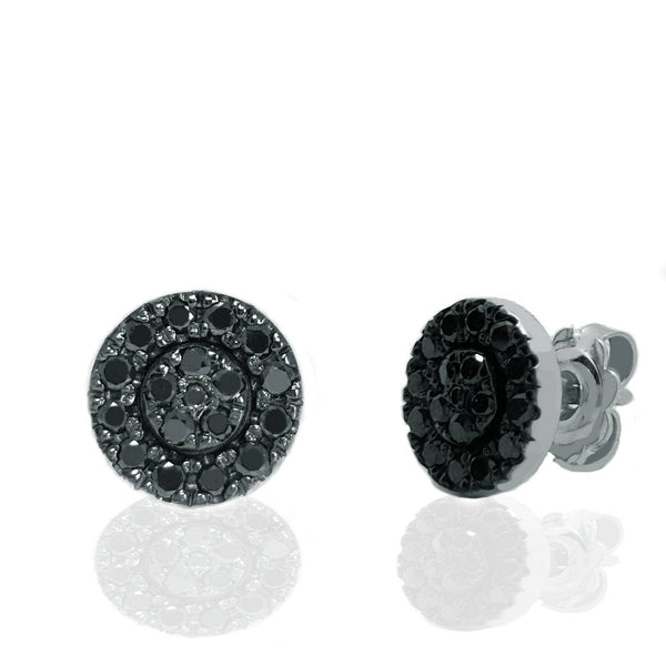 18K White Gold Pear Pave Slides Of Black & White Diamond Earrings