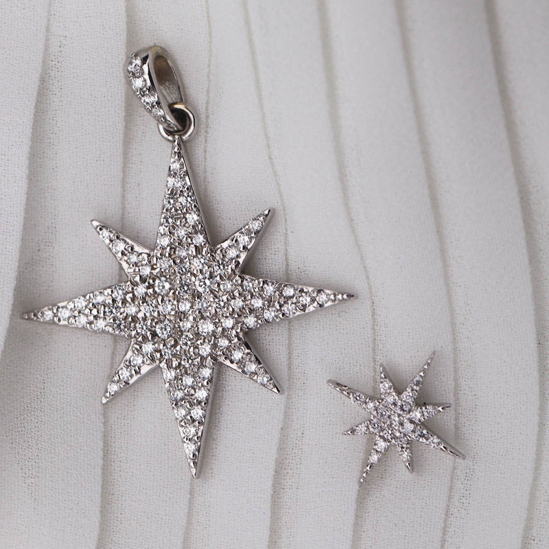 Compass Diamond Necklace, 14K Gold, 1/4 CTW Natural Diamond, Starburst Diamond Necklace, Star Pendant Miur Art Jewelry - MIUR ART