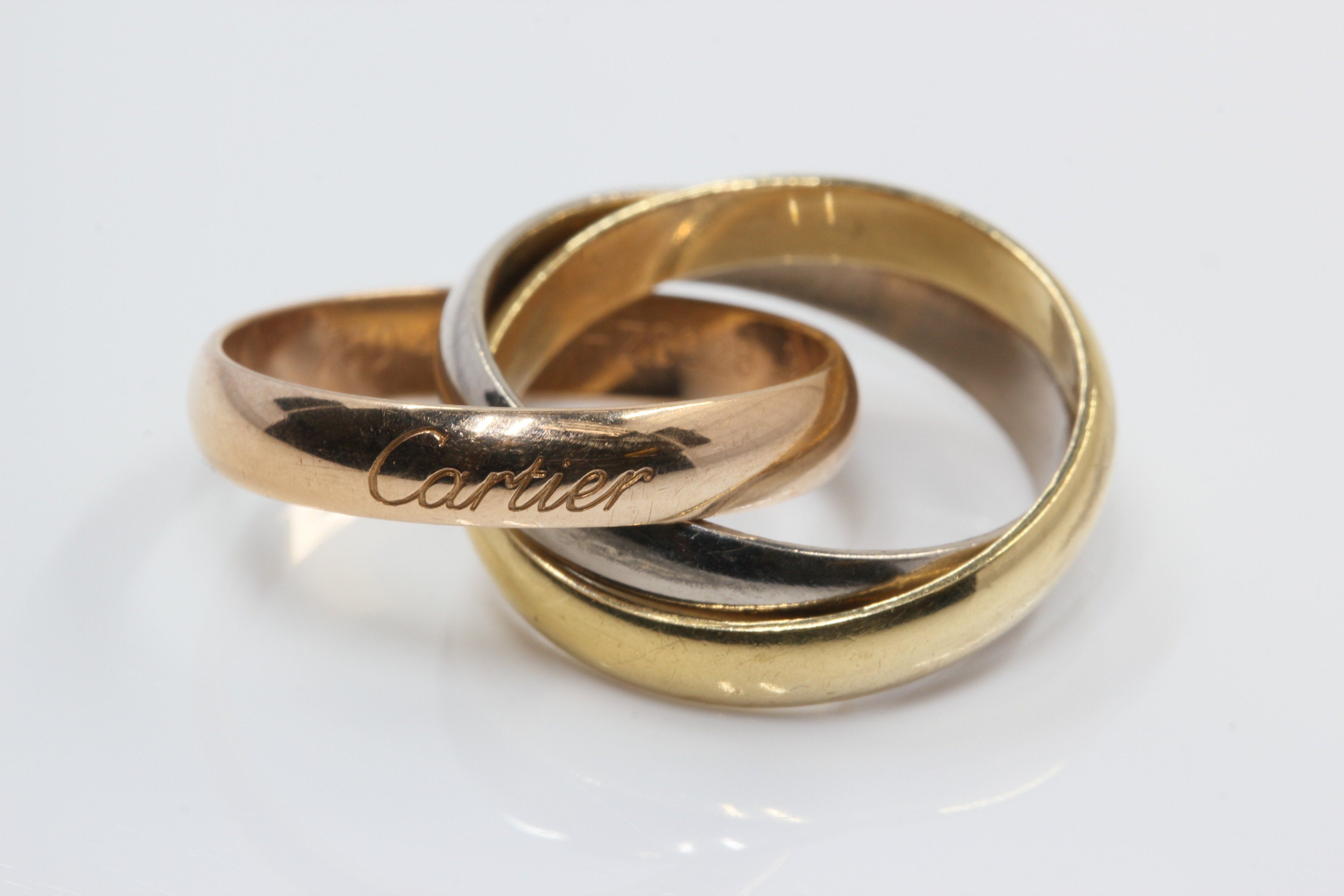 cartier three color gold trinity ring