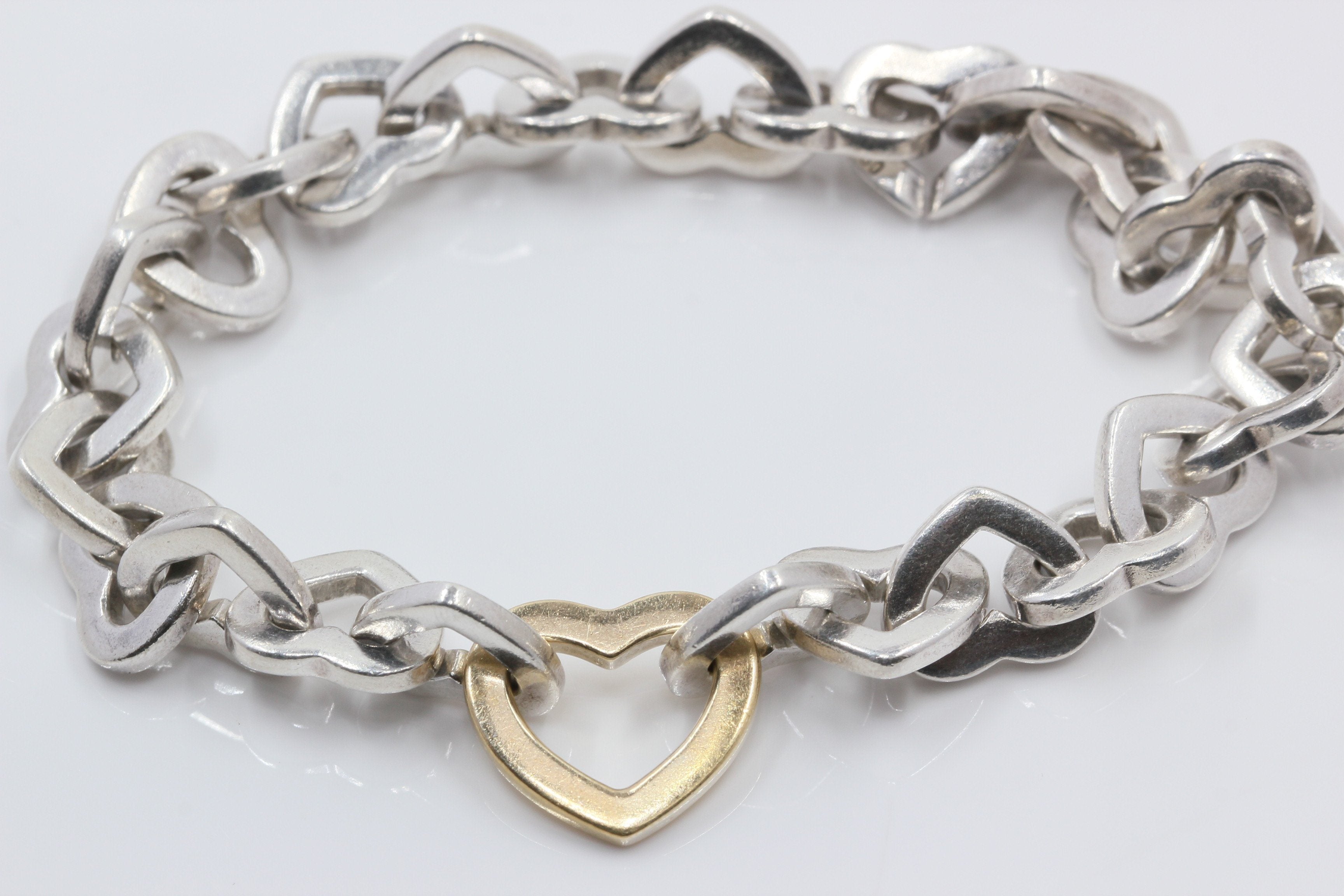 TIffany & Co. Open Heart Link Bracelet in 18K Gold & Sterling - RETIRED