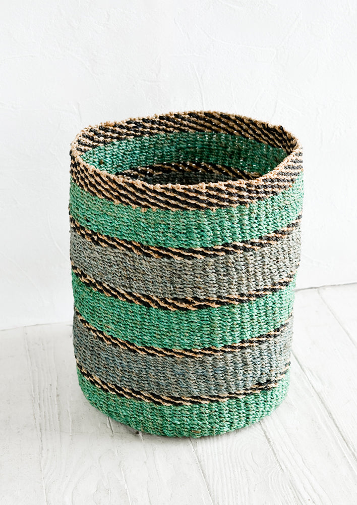 Dyed Stripe Natural Banana Leaf Storage Storage Basket | LEIF