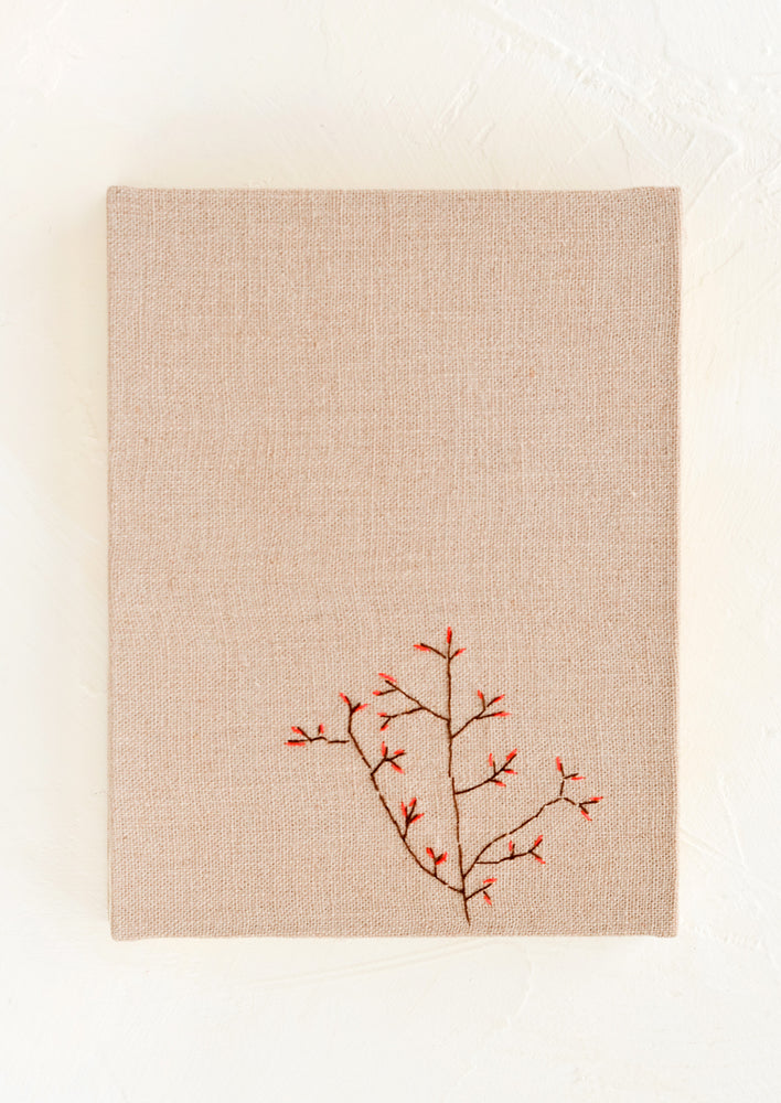 Grey Mauve: A mauve cloth covered journal with botanical embroidery detail.
