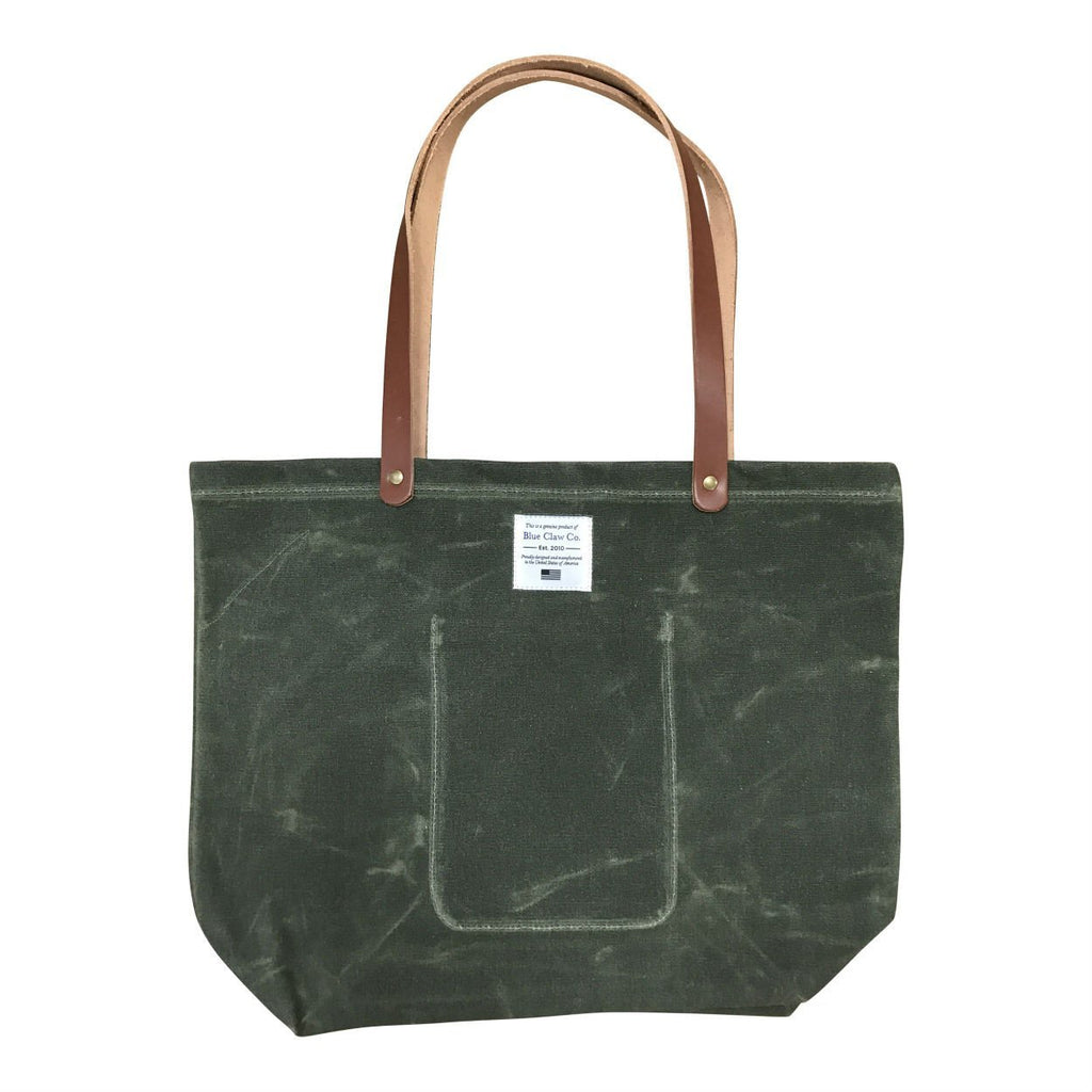 Waxed Canvas Tote With Leather Handles | Blue Claw Co. Bags and Leather ...