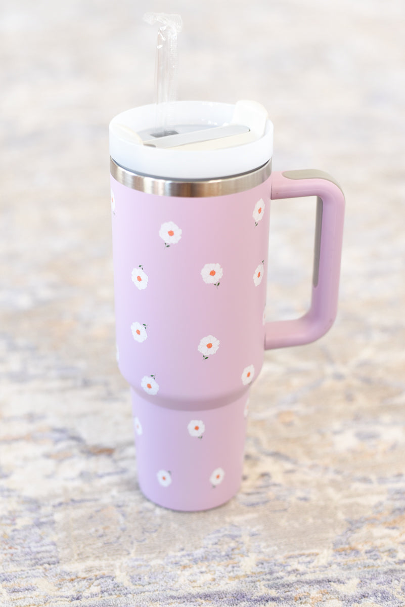40 oz. Stainless Steel Tumbler with Handle - Olive Rose Boutique