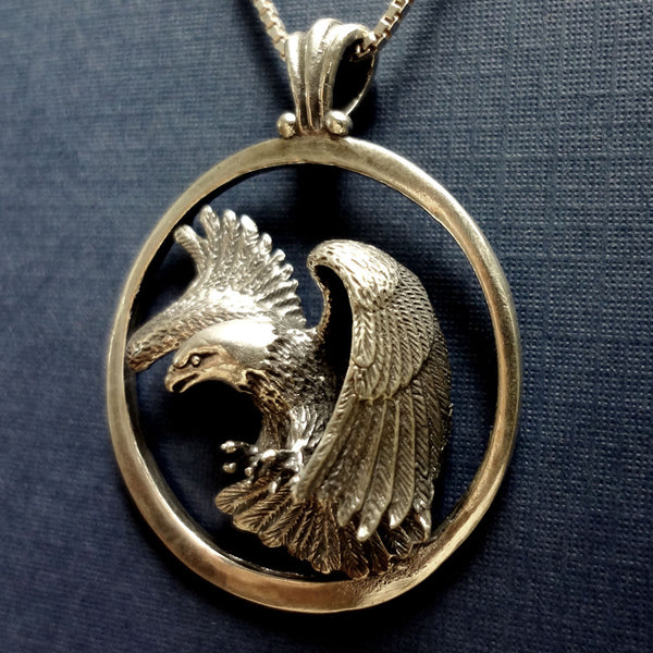 Bald Eagle pendant charm Silver 14k USA realistic 3D independence bird ...