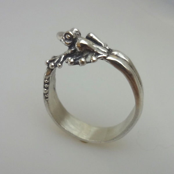 Frog ring jewelry Silver 14k Handmade USA best realistic cute different ...