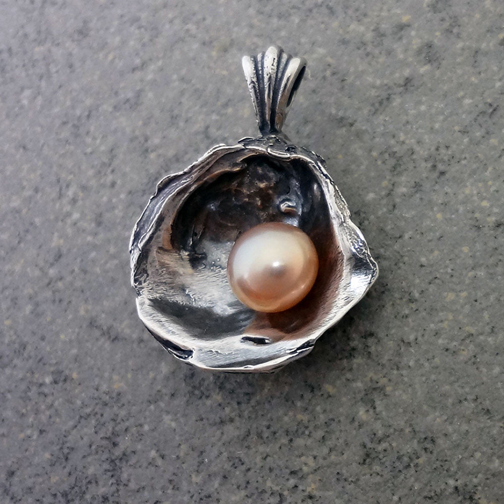 oyster ocean pendant charm realistic jewelry silver14k gold handmade ...