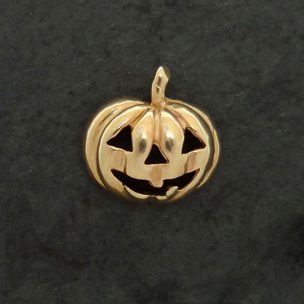 pumpkin pendant jack-o-lantern charm 14k gold silver handmade USA gift ...