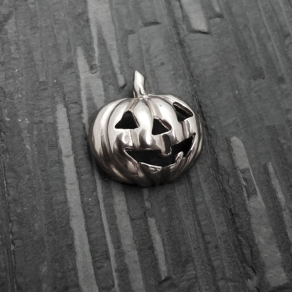pumpkin pendant jack-o-lantern charm 14k gold silver handmade USA gift ...