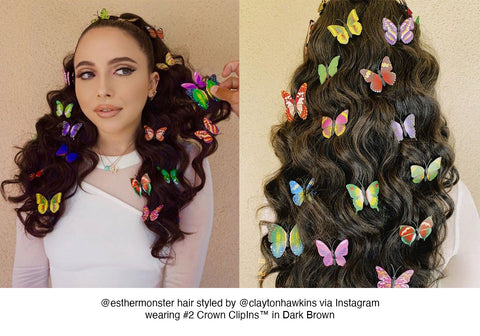 Esther monster clayton hawkins instagram hidden crown hair crown clipins Y2K hair butterfly clips